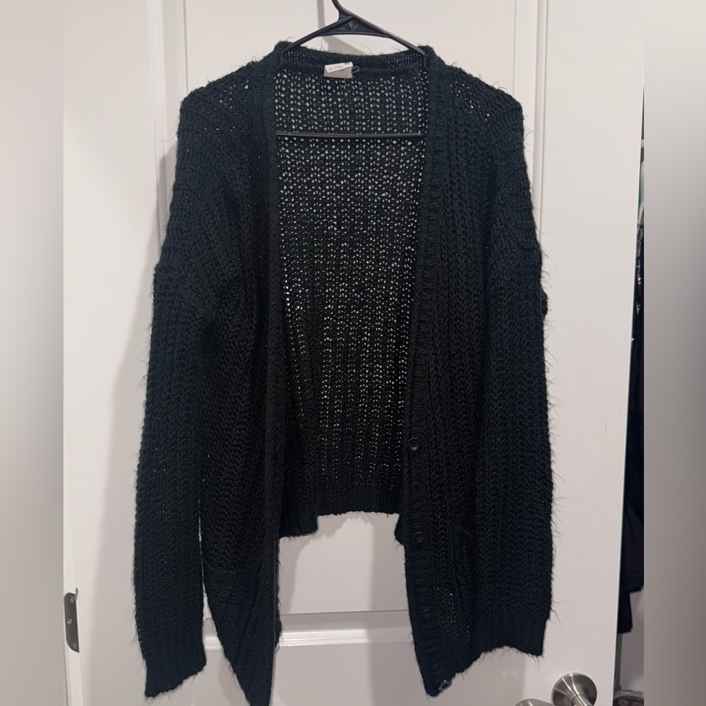 Essentials Black Open-Front Cardigan